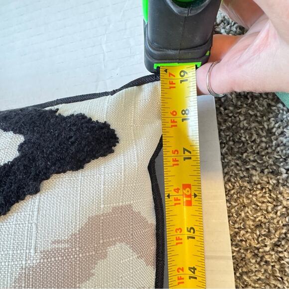 Cream Red Black Ikat Embroidered Throw Pillow Boho Home Decor 13x19 - Picture 8 of 9